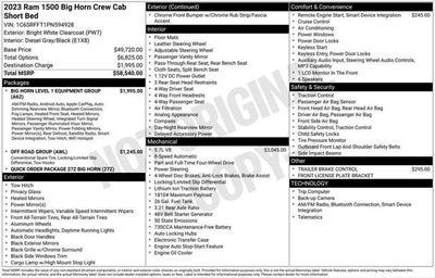 2023 RAM 1500 Big Horn Crew Cab 4x4 5'7' Box