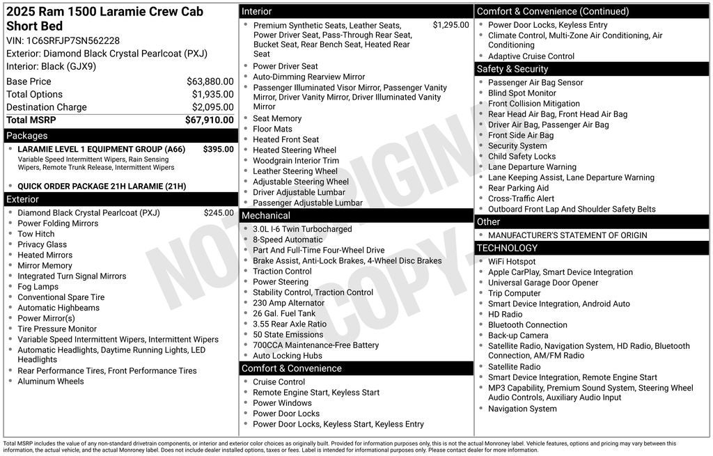 2025 RAM 1500 Laramie Crew Cab 4x4 5'7' Box