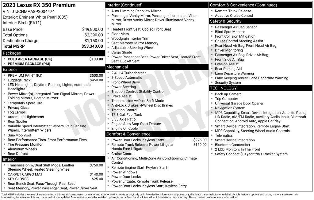 2023 Lexus RX 350 Premium