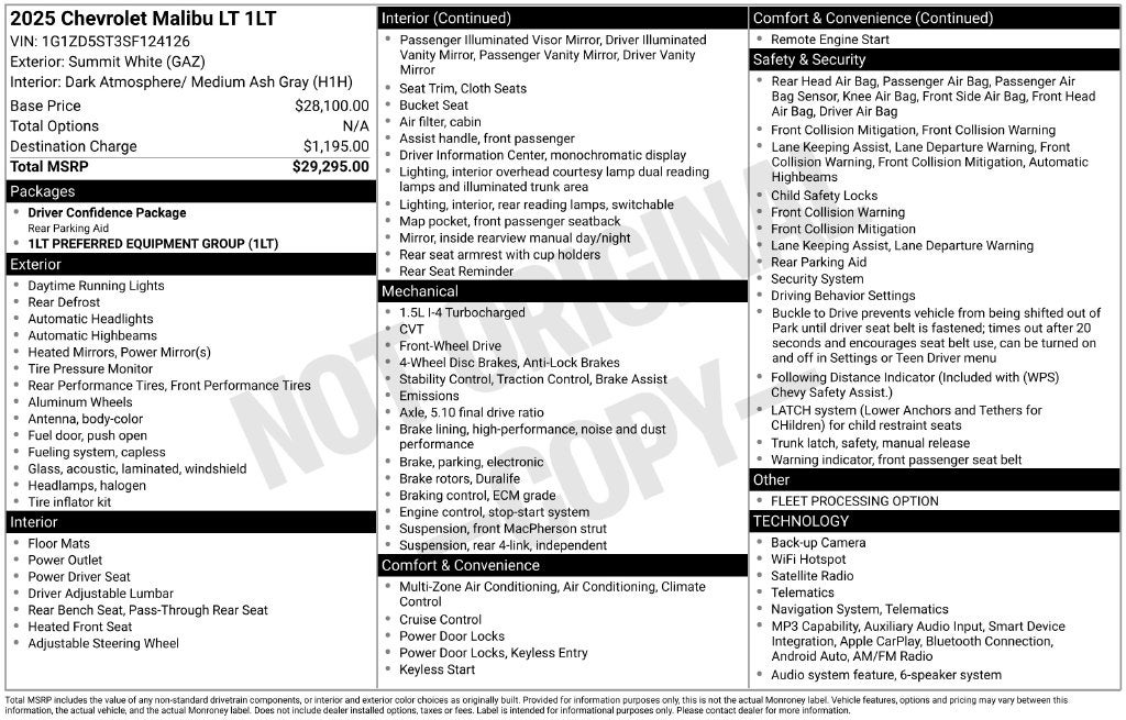 2025 Chevrolet Malibu LT 1LT