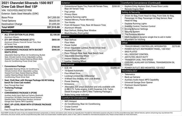 2021 Chevrolet Silverado 1500 4WD Crew Cab Short Bed RST