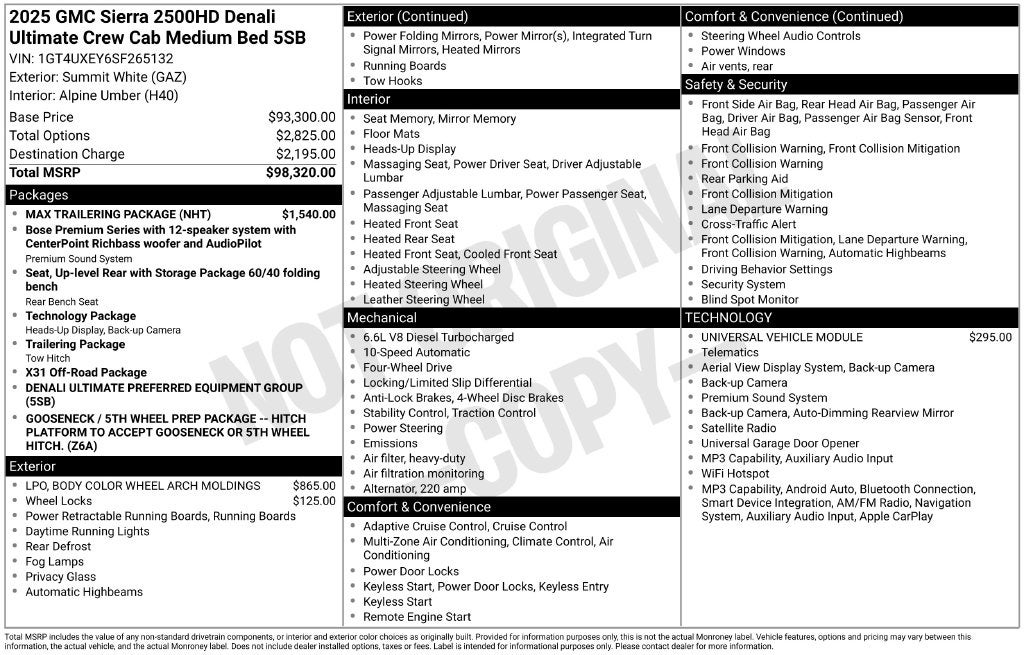 2025 GMC Sierra 2500HD 4WD Crew Cab Standard Bed Denali Ultimate