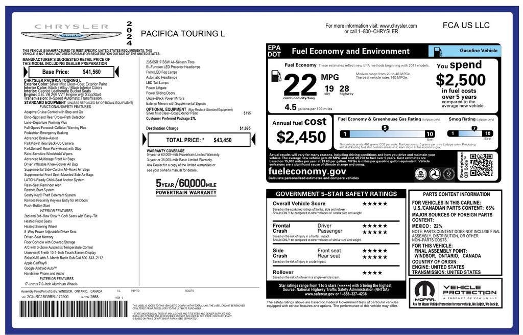2024 Chrysler Pacifica Touring L