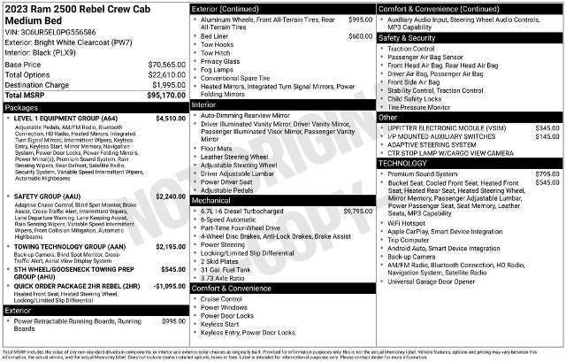 2023 RAM 2500 Power Wagon Rebel Crew Cab 4x4 6'4' Box