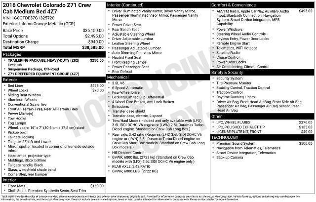 2016 Chevrolet Colorado 4WD Z71