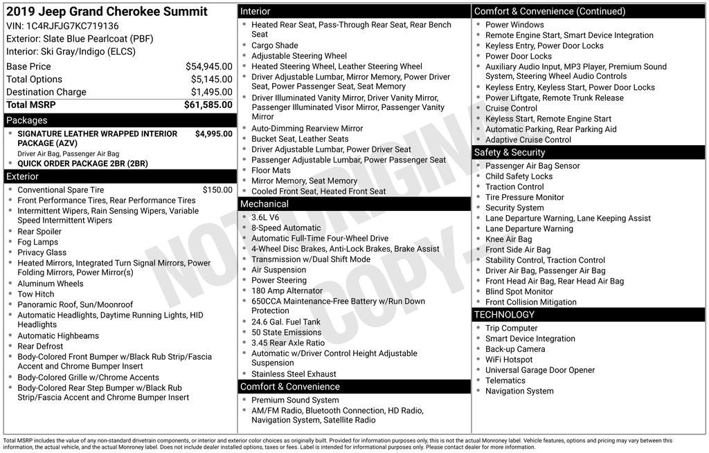 2019 Jeep Grand Cherokee Summit