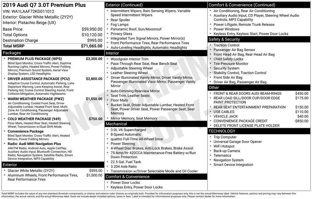 2019 Audi Q7 55 Premium Plus quattro