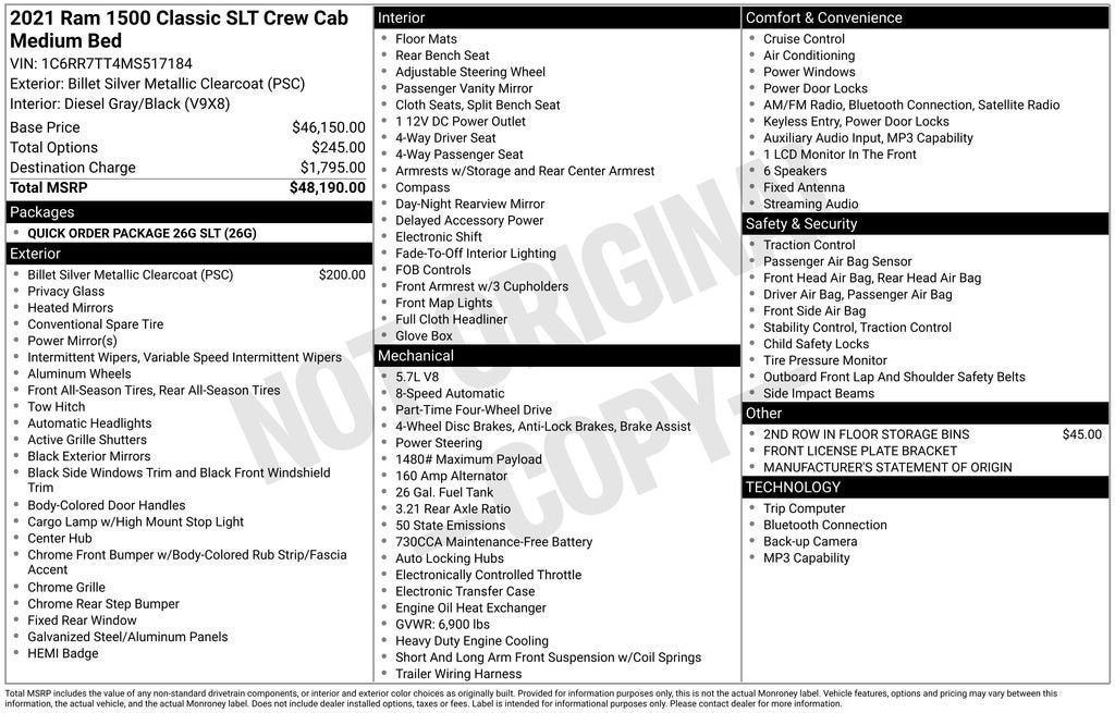 2021 RAM 1500 Classic SLT