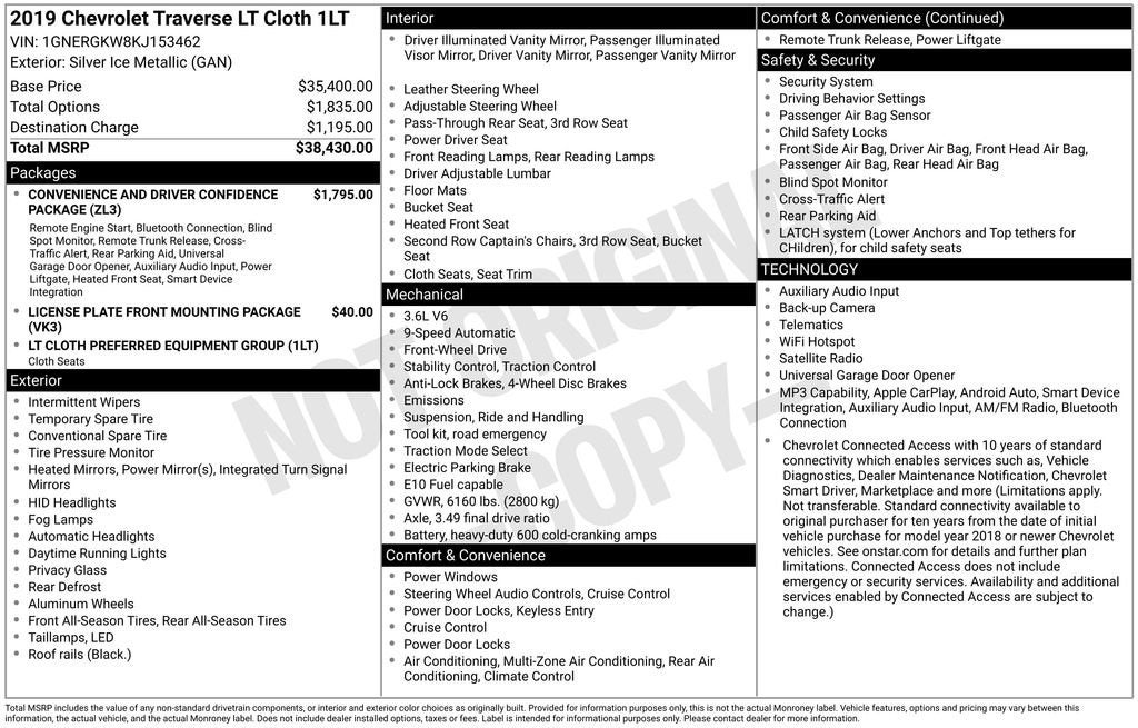 2019 Chevrolet Traverse LT Cloth