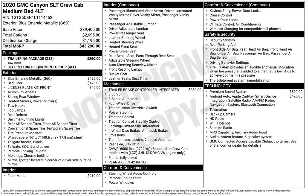 2020 GMC Canyon 4WD SLT