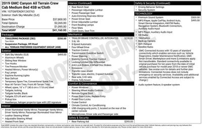 2019 GMC Canyon 4WD All Terrain w/Cloth
