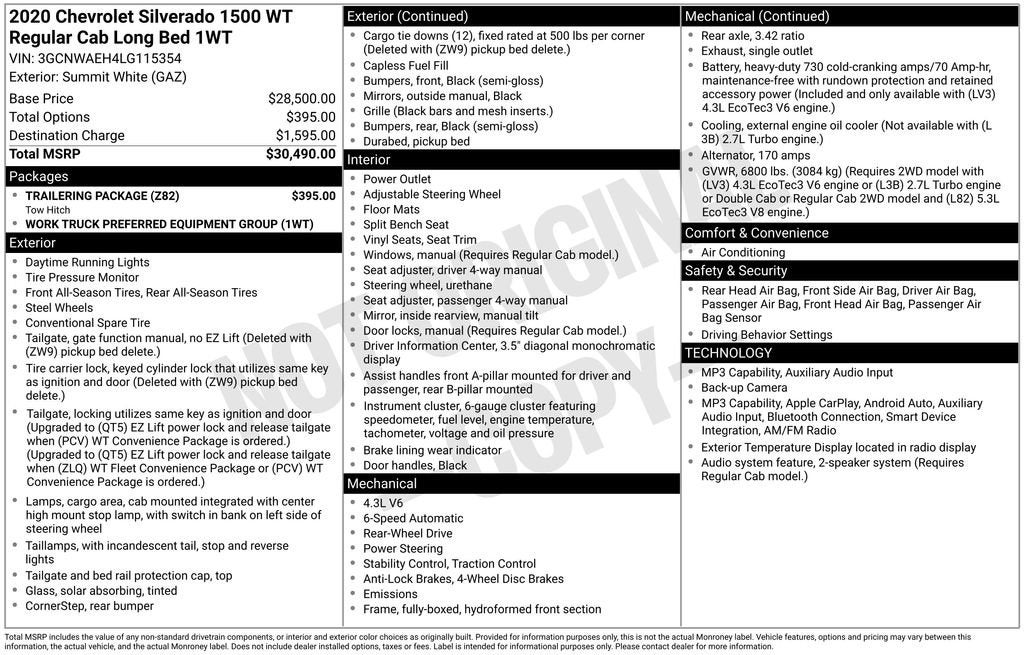2020 Chevrolet Silverado 1500 Work Truck