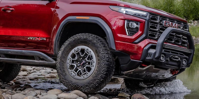 2026 GMC Canyon off-roading safely with strong grip of tyres