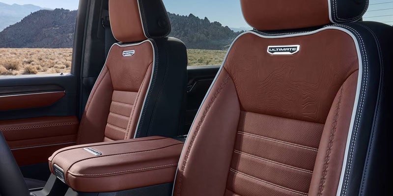 Close up view of premium seats in 2026 GMC Sierra 2500hd